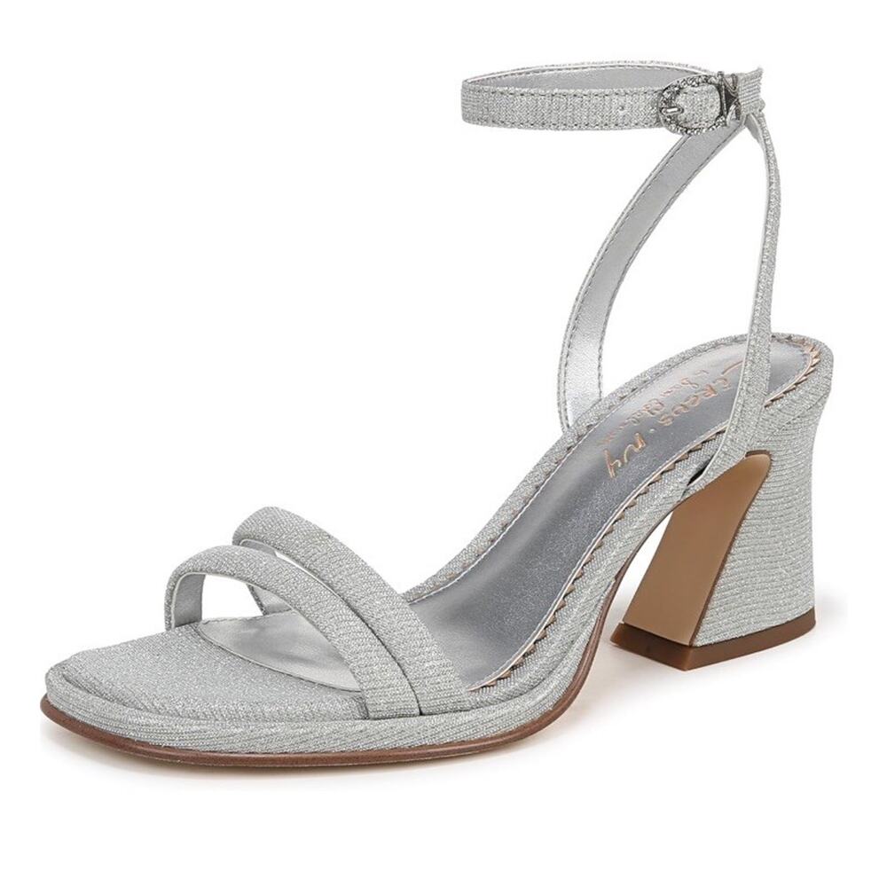 Circus NY by Sam Edelman Women's Holly Block Heel Sandal Silver 9M NWB